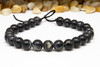 Reconstructed Manmade Turquoise & Shell 8mm Round - Dyed Dark Grey - 2mm Large Hole