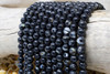 Reconstructed Manmade Turquoise & Shell 8mm Round - Dyed Dark Grey - 2mm Large Hole