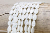 Mother of Pearl White Sea Shell 8x12mm Leaf Carved Double Sided