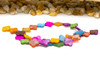 Natural Shell Polished Multi Colored Dyed 12mm Quatrefoil