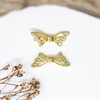 Gold Plated Micro Pave 7x18mm Butterfly Wings Bead
