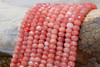 Jade Polished 5x8mm Faceted Rondelle - Dyed Dark Pink Coral