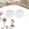 Czech Glass 13mm Moon Face Bead - Crystal Transparent Matte with Aurora Borealis Finish