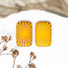 Czech Glass 19x12mm Laser Etched Rectangle Sun - Orange Opaque Matte Rainbow Finish
