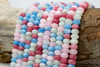Jade Polished 5x8mm Smooth Rondelle - Dyed Pink Blue Light Olive