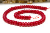 Jade Polished 5x8mm Smooth Rondelle - Dyed Red