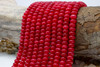 Jade Polished 5x8mm Smooth Rondelle - Dyed Red
