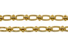 Gold Plated Stainless Steel Oval Two Bead Link Chain 18" Finished Necklace