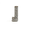 Silver Plated 13x5mm Textured Alphabet Bead - J