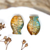 Glass 14x10mm Teal, Orange with Gold Finish Fish Beads - 20 Pieces