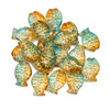 Glass 14x10mm Teal, Orange with Gold Finish Fish Beads - 20 Pieces