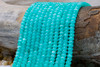 Jade Polished 4x6mm Smooth Rondelle - Dyed Dark Aqua