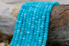 Jade Polished 4x6mm Smooth Rondelle - Dyed Teal
