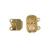 Gold Plated 14x16mm 2 Strand Box Clasp
