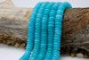 Jade Polished 4x12mm Smooth Wheel - Dyed Teal