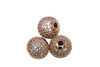 Rose Gold Plated Micro Pave 12mm Round Bead