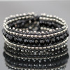 Leather Wrap Cuff Bracelet Kit - Black and Silver