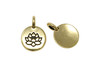 Gold Plated 11.6x16.6mm Lotus Round Charm