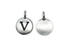 Silver Plated 11.6x16.6mm V Alphabet Charm
