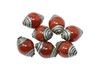 Carnelian Polished 10x15mm Bead with Silver Plated Tibetan Cap