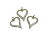 Gold Plated Micro Pave 24x20mm Open Heart Charm