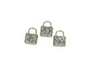 Gold Plated Micro Pave 11x16mm Multi Color Lock Charm