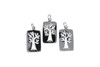 Sterling Silver 7.5x27.5mm Rectangle Tree Outline Charm
