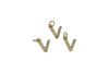 Gold Plated Micro Pave 8mm "V" Letter Charm