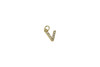 Gold Plated Micro Pave 8mm "V" Letter Charm