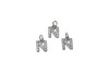 Silver Plated Micro Pave 8mm "N" Letter Charm