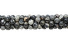 Black Silver Leaf Jasper Polished 8mm Round