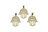 Gold Plated Micro Pave 20x24mm Hamsa Hand Charm