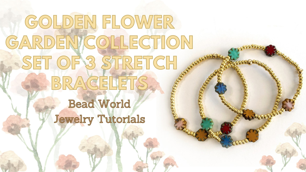 Golden Flower Garden - Set of Three Stretch Bracelets