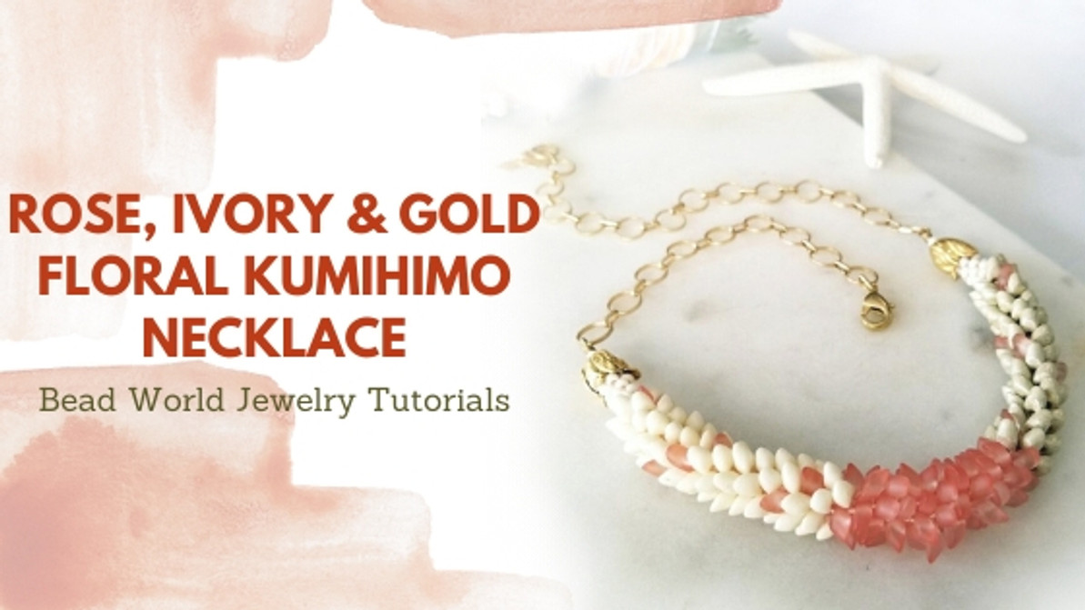 ​Rose, Ivory & Gold Floral Kumihimo Necklace