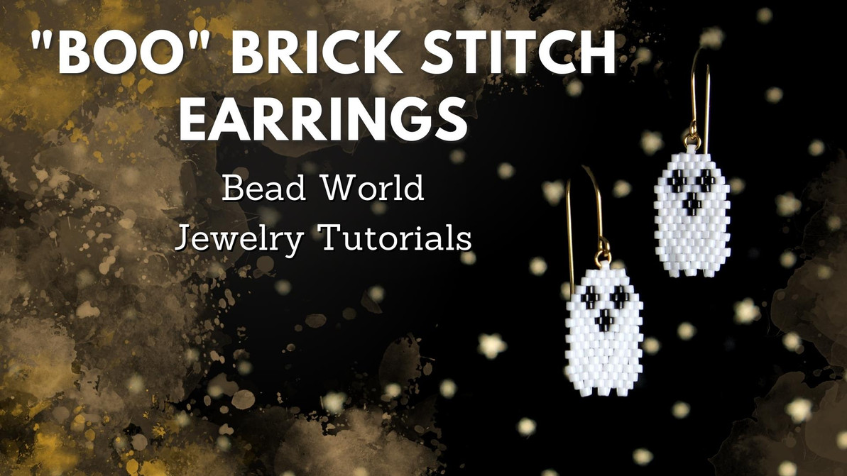 "Boo" Brick Stitch earrings