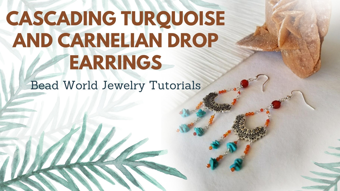 ​Cascading Turquoise and Carnelian Drop Earrings