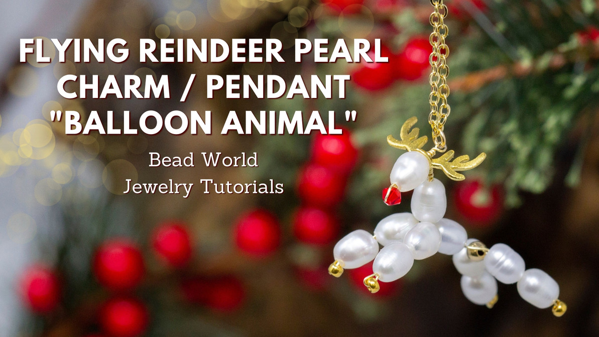 Flying Reindeer Pearl Charm / Pendant Balloon Animal - Bead World