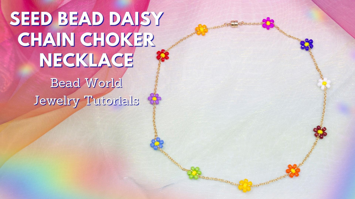 Seed Bead Daisy Choker Necklace