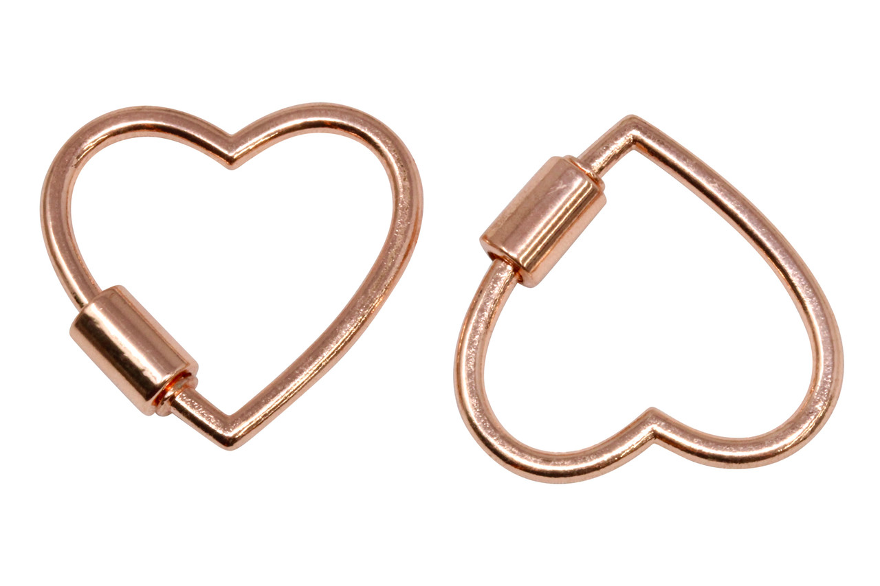 Rose Gold Plated 30mm Heart Carabiner Clasp