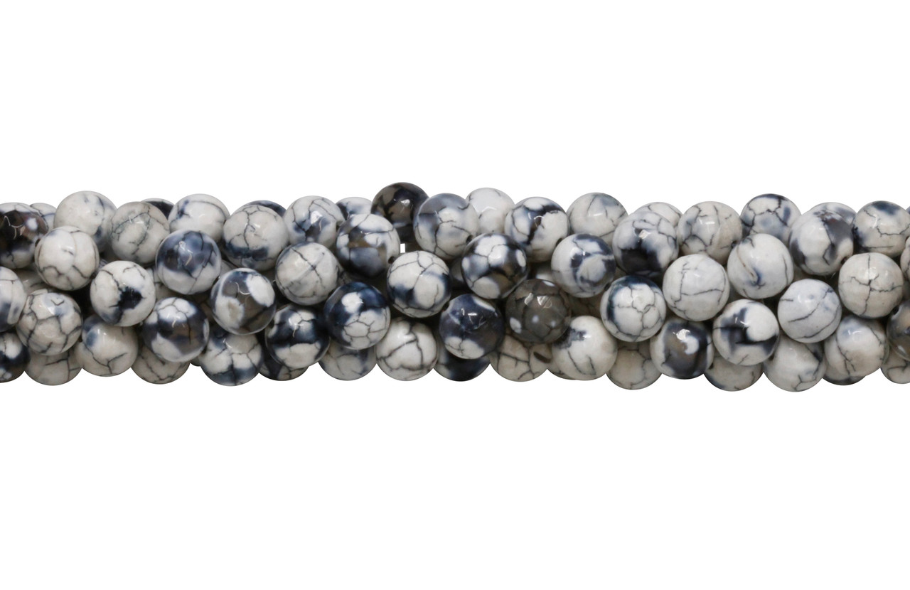 Agate Beads, Black and White, 10mm Faceted Round