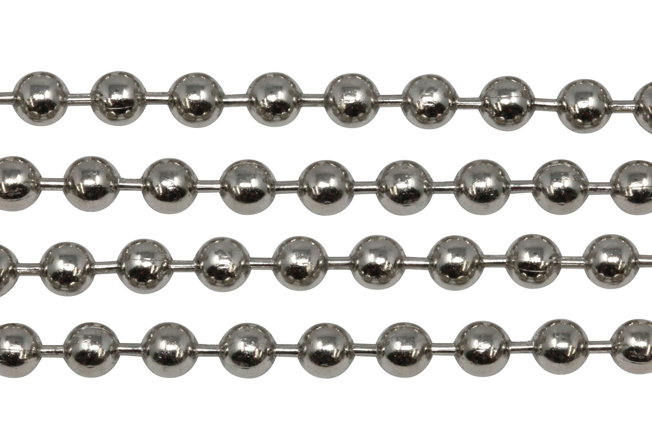 Silver Base Metal 6mm Ball Chain - Sold By 6 Inches - Bead World