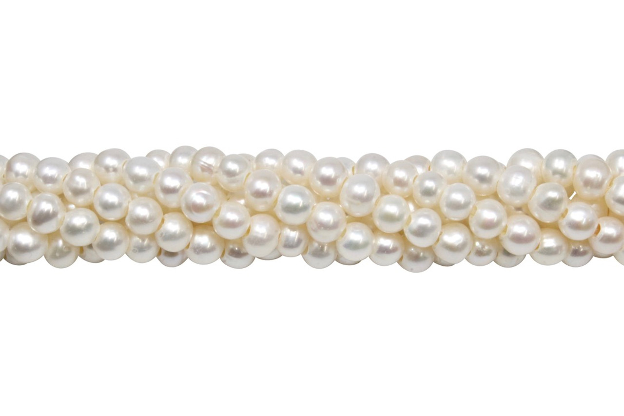 6-7mm White/Cream Button Fresh Water Pearl Necklace Strands