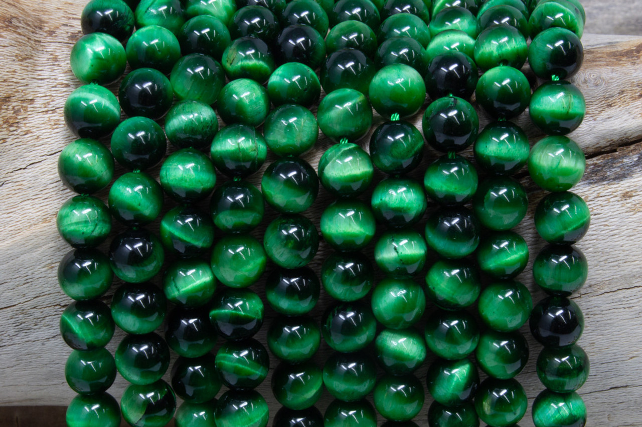 Tiger Eye Beads, Green, 8mm Round