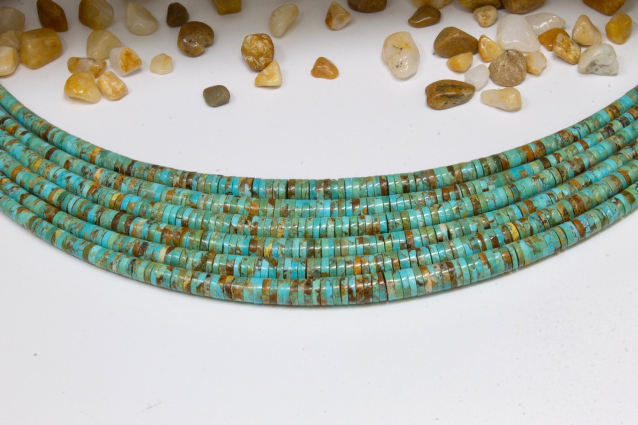 4mm Heishi Tube Kingman Turquoise Beads - Jewelry Making Supplies