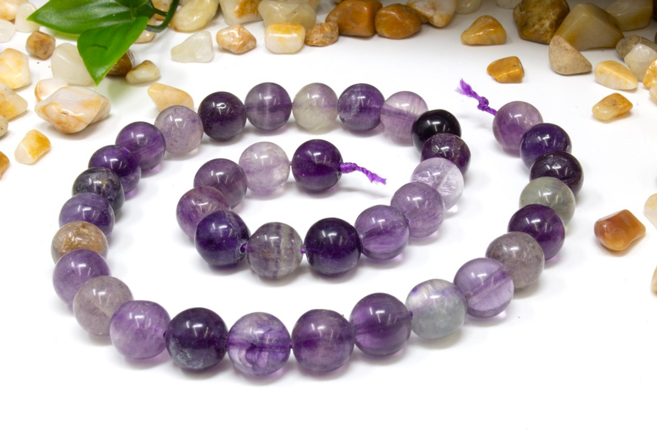 Natural Purple Flower Amethyst 4mm 6mm 8mm 10mm Smooth Round Beads