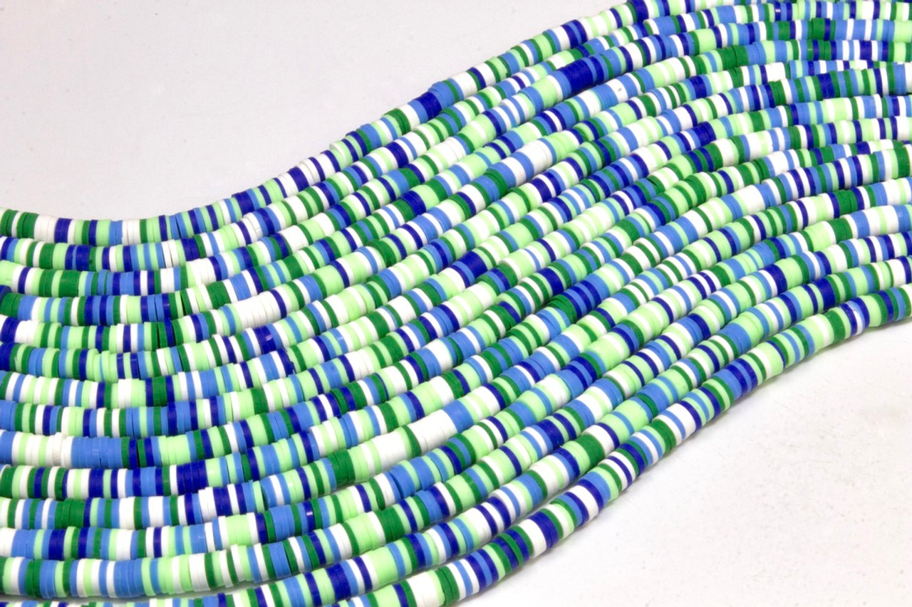 6MM Light Green Polymer Clay Bead Strands 