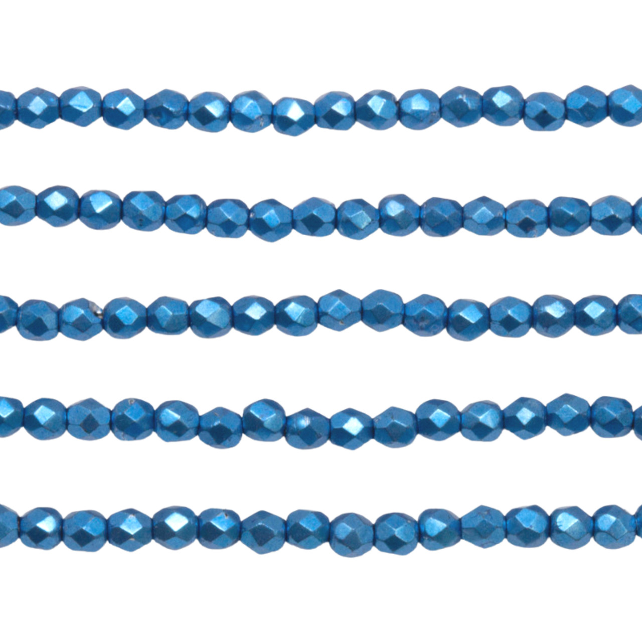 Firepolish 6mm Czech Glass Beads SATURATED METALLIC NEBULAS BLUE (Strand of  25)