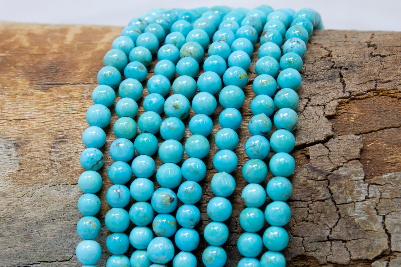 Kingman Turquoise Stabilized Polished Blue 4mm Round Arizona Bead World