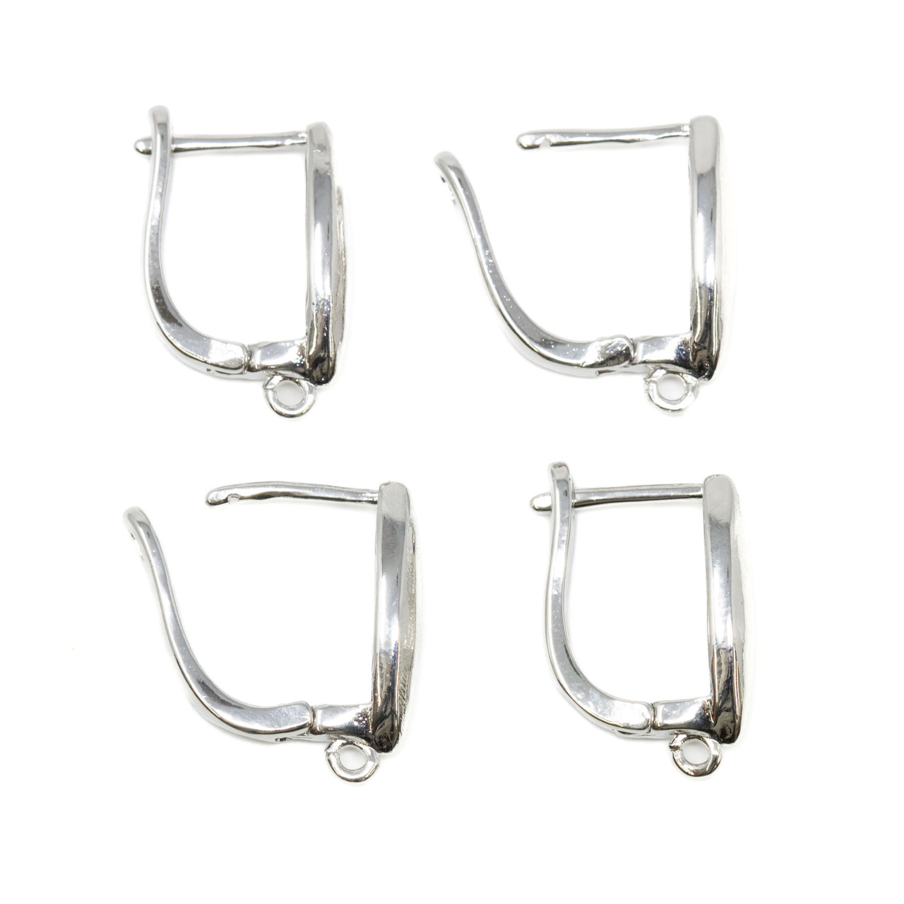 Platinum Plated 16x12mm Horse Eye Latch Back Earrings - 2 Pair