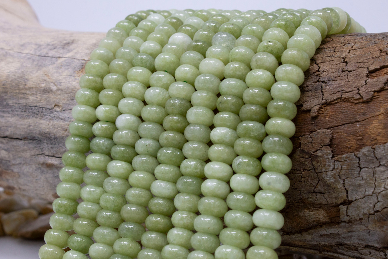 Jade Polished 5x8mm Smooth Rondelle Dyed Light Olivine Bead World Jade Polished 5x8mm Smooth Rondelle Dyed Light Olivine Bead World